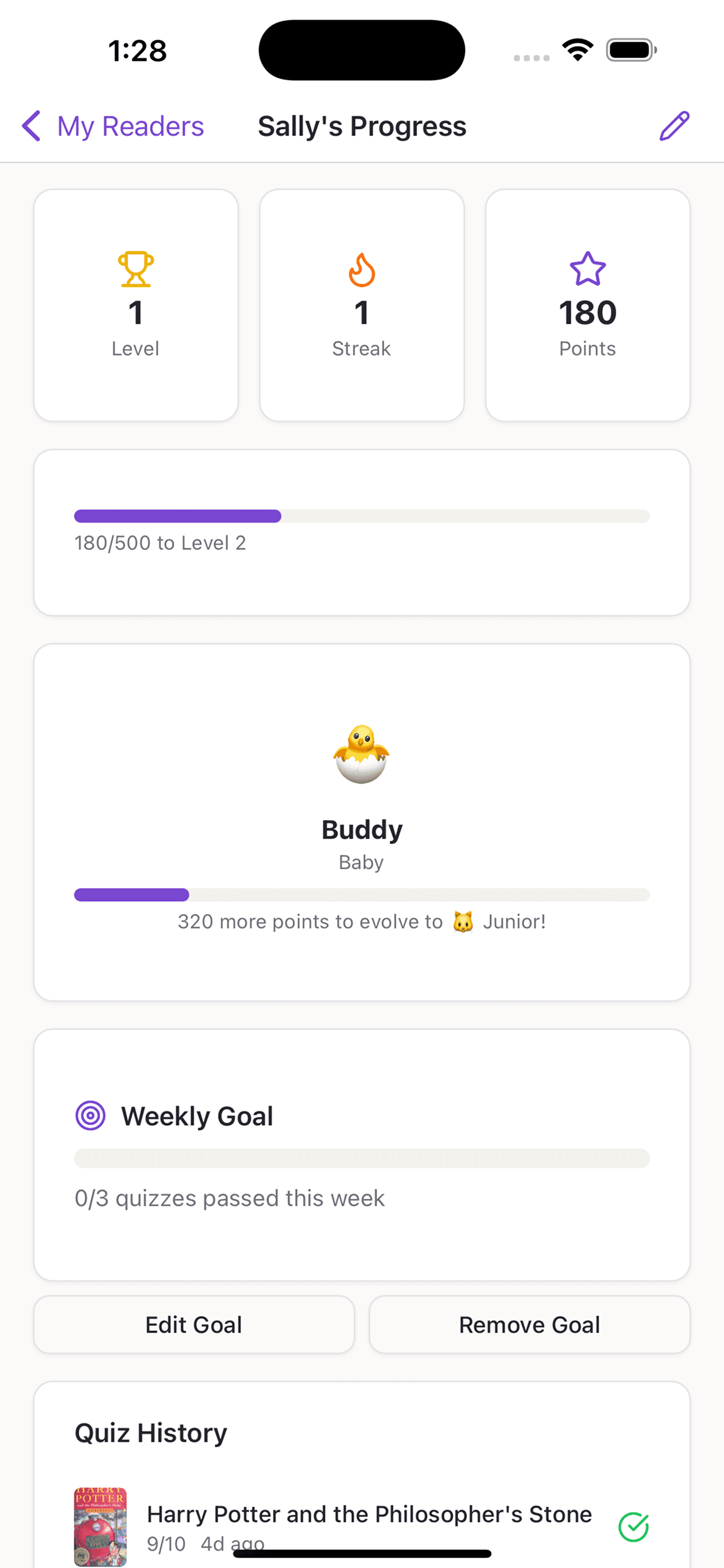 Progress & weekly goal
